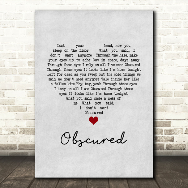Smashing Pumpkins Obscured Grey Heart Song Lyric Art Print