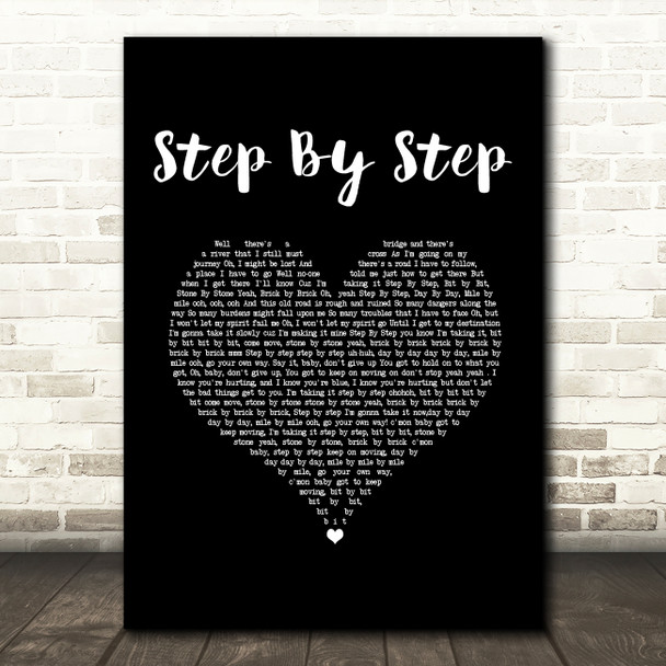 Whitney Houston Step By Step Black Heart Song Lyric Wall Art Print