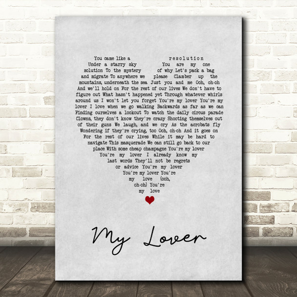 Birdtalker My Lover Grey Heart Song Lyric Art Print