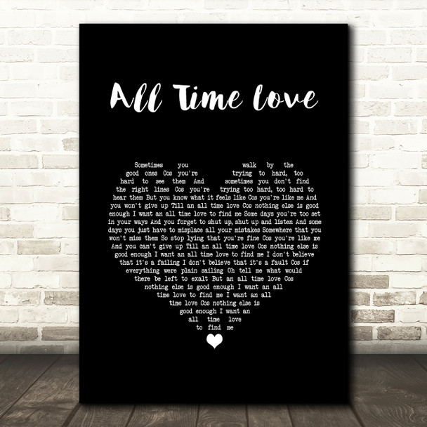Will Young All Time Love Black Heart Song Lyric Wall Art Print