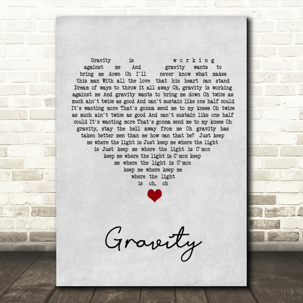 John Mayer Gravity Grey Heart Song Lyric Art Print