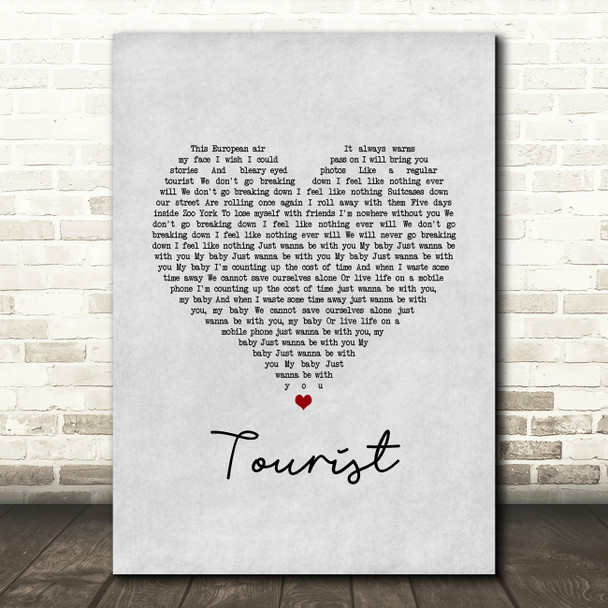 Athlete Tourist Grey Heart Song Lyric Art Print
