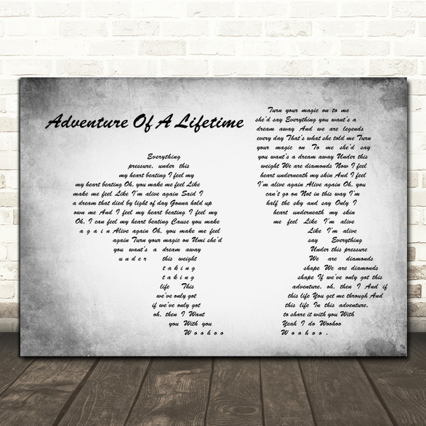 Coldplay Adventure Of A Lifetime Man Lady Couple Grey Song Lyric Art Print