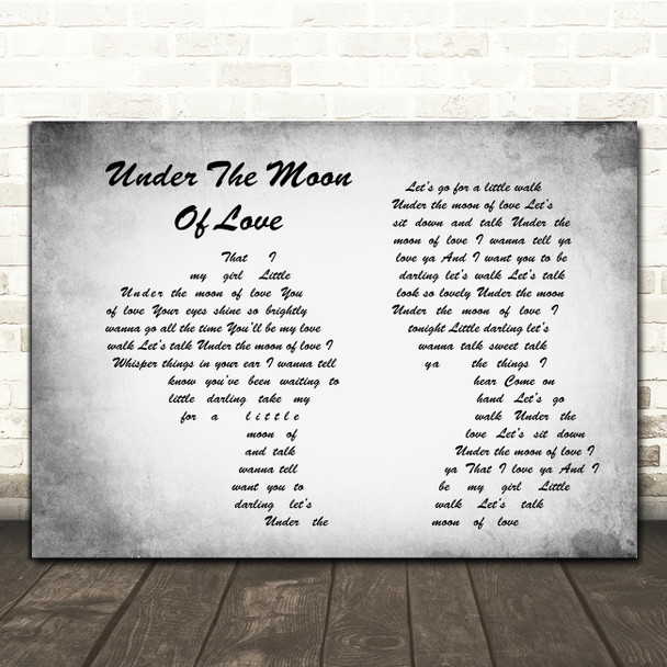Showaddywaddy Under The Moon Of Love Man Lady Couple Grey Song Lyric Art Print