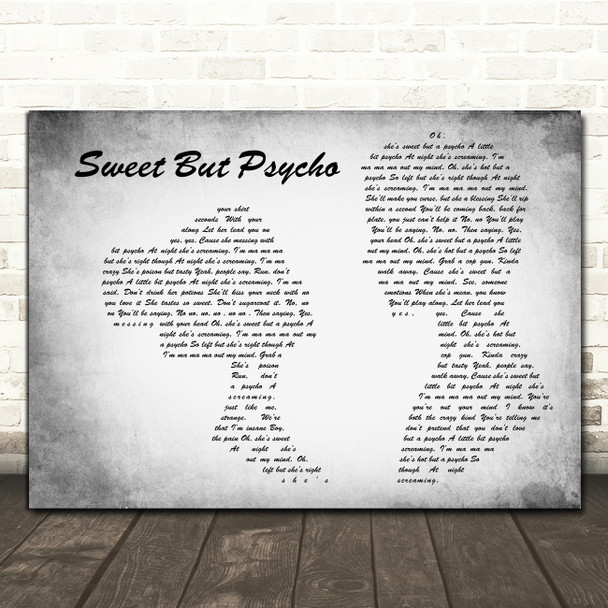 Ava Max Sweet But Psycho Man Lady Couple Grey Song Lyric Art Print