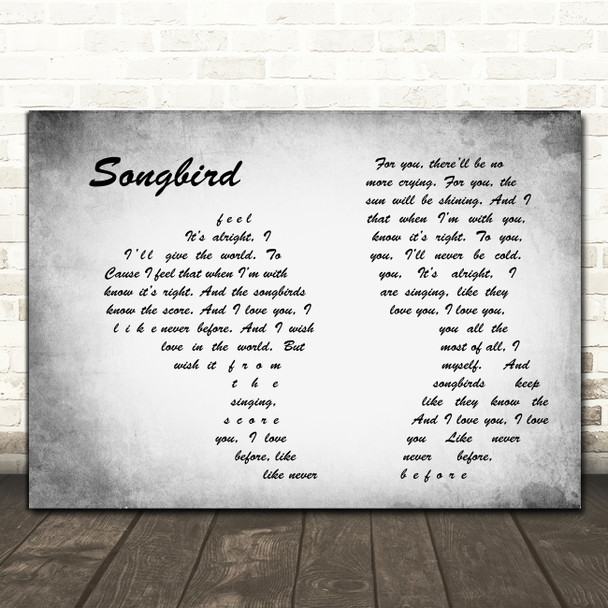 Fleetwood Mac Songbird Man Lady Couple Grey Song Lyric Art Print