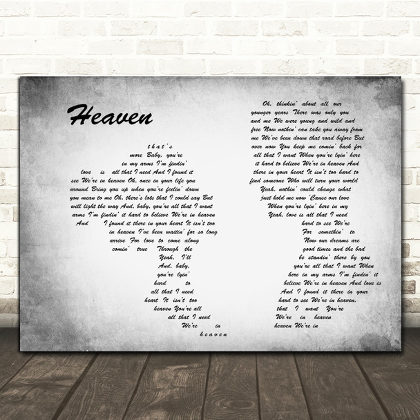 Bryan Adams Heaven Man Lady Couple Grey Song Lyric Art Print