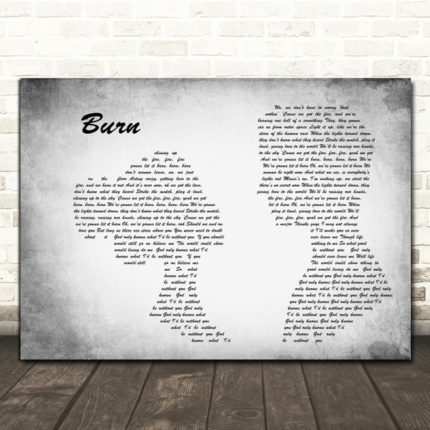Ellie Goulding Burn Man Lady Couple Grey Song Lyric Art Print