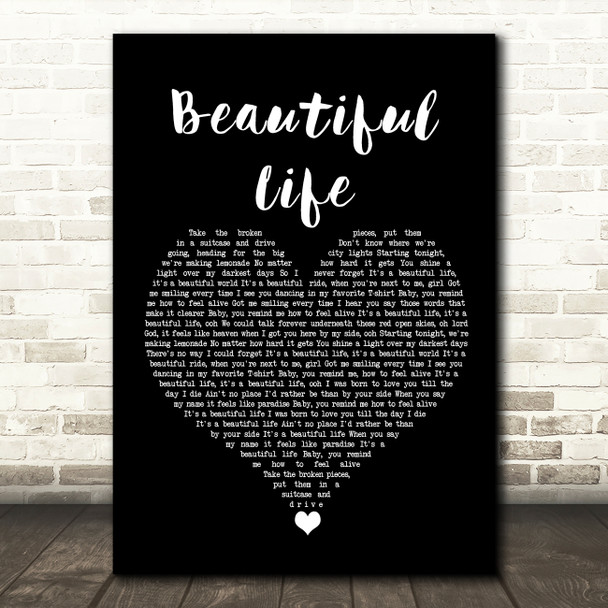Zak Abel Beautiful Life Black Heart Song Lyric Wall Art Print