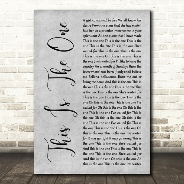 The Stone Roses This Is The One Grey Rustic Script Song Lyric Art Print