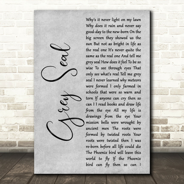 Elton John Grey Seal Grey Rustic Script Song Lyric Art Print