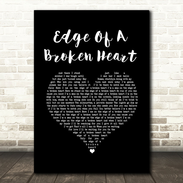 Bon Jovi Edge Of A Broken Heart Black Heart Song Lyric Wall Art Print