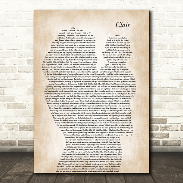 Gilbert O`Sullivan CLAIR Mother & Baby Song Lyric Art Print