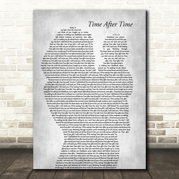 Cyndi Lauper Time After Time Mother & Baby Grey Song Lyric Art Print