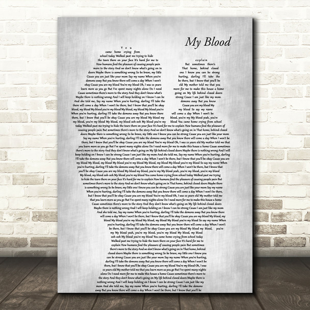 Westlife My Blood Mother & Baby Grey Song Lyric Art Print
