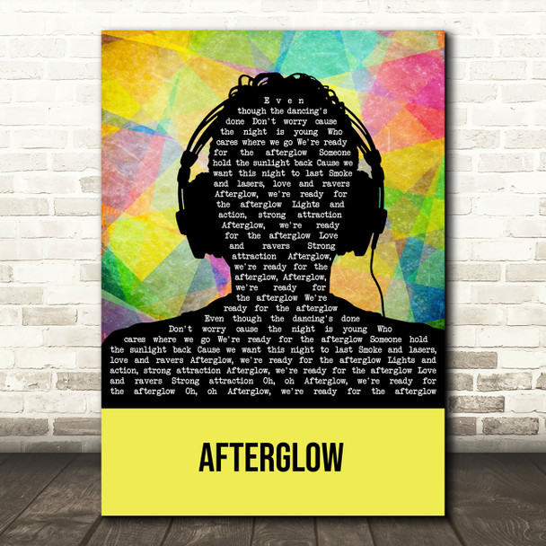 Wilkinson Afterglow Multicolour Man Headphones Song Lyric Art Print