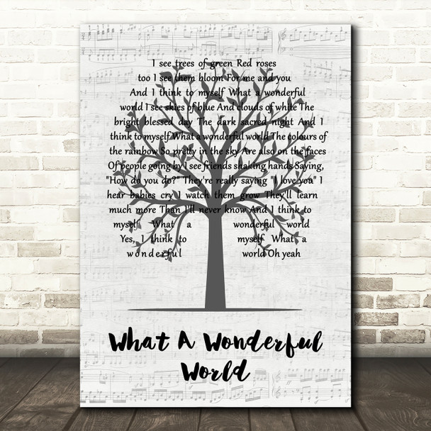 Louis Armstrong What A Wonderful World Music Script Tree Song Lyric Art Print