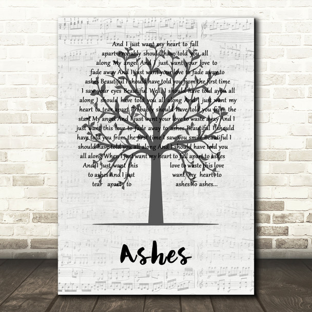 Andy Brown Ashes Music Script Tree Song Lyric Art Print