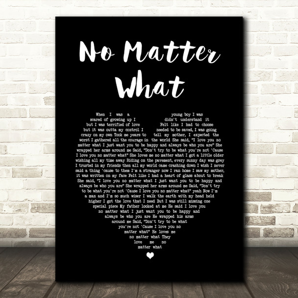Calum Scott No Matter What Black Heart Song Lyric Wall Art Print