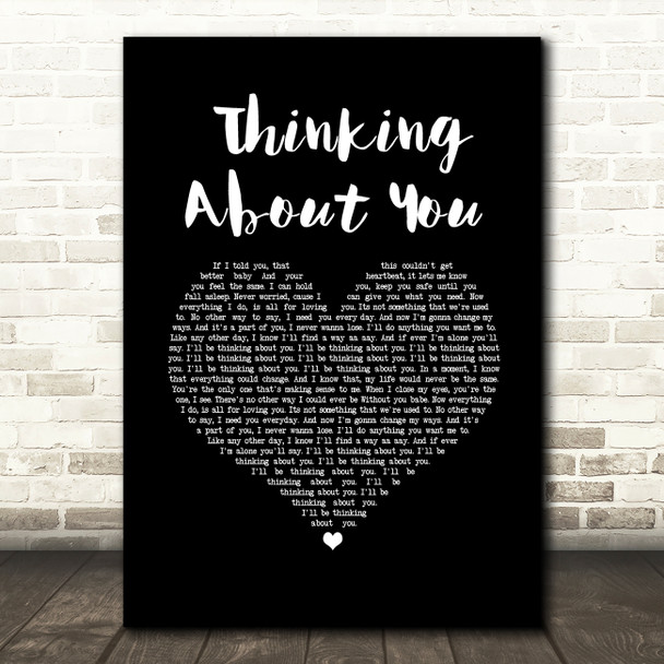 Calvin Harris Thinking About You Black Heart Song Lyric Wall Art Print