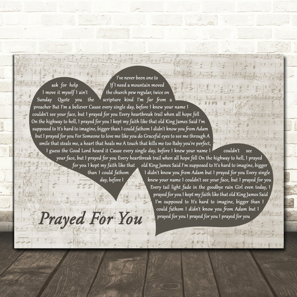 Matt Stell Prayed For You Landscape Music Script Two Hearts Song Lyric Art Print