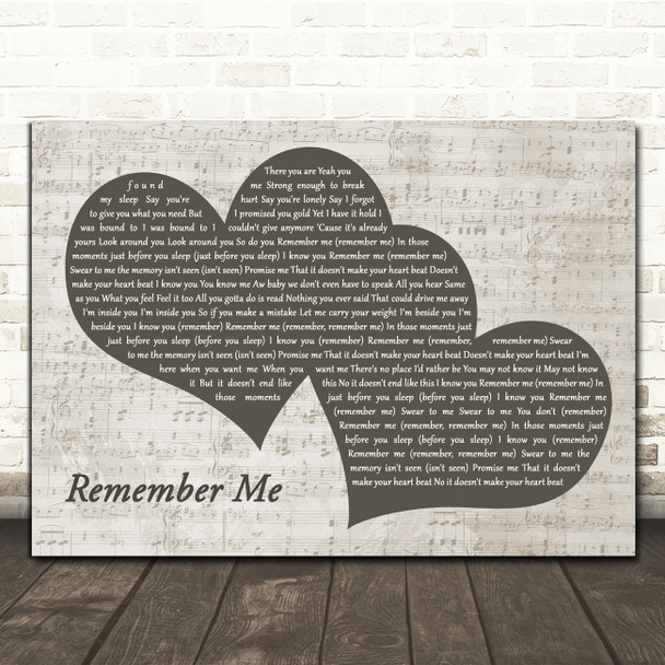 Jennifer Hudson Remember Me Landscape Music Script Two Hearts Song Lyric Art Print