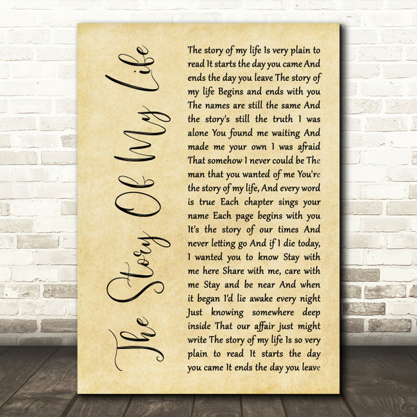 Neil Diamond The Story Of My Life Rustic Script Song Lyric Art Print