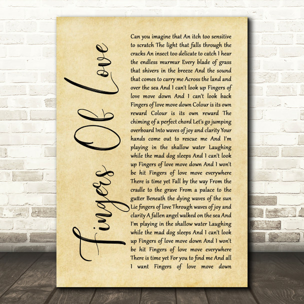 Crowded House Fingers Of Love Rustic Script Song Lyric Art Print