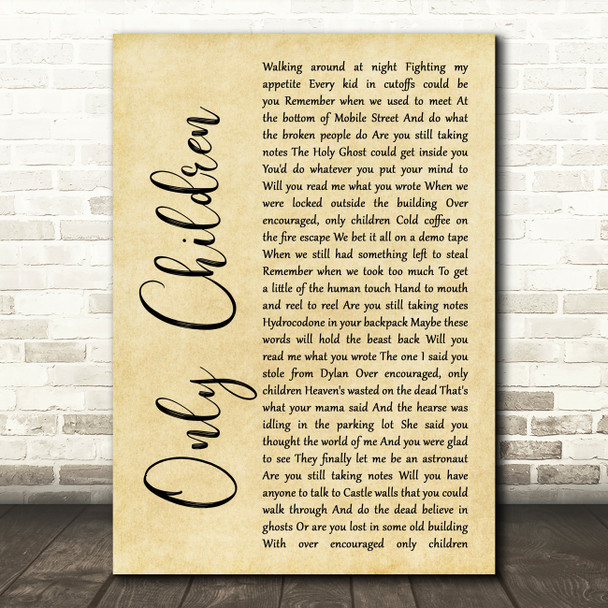 Jason Isbell and the 400 Unit Only Children Rustic Script Song Lyric Art Print