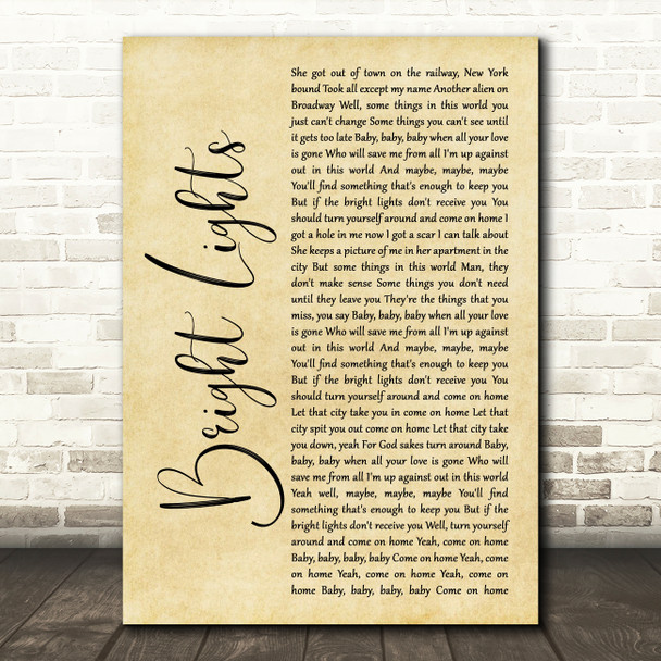 Matchbox 20 Bright Lights Rustic Script Song Lyric Art Print
