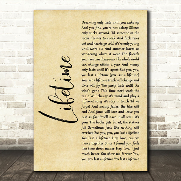 Emeli Sandé Lifetime Rustic Script Song Lyric Art Print