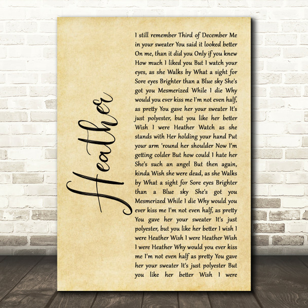 Conan Gray Heather Rustic Script Song Lyric Art Print