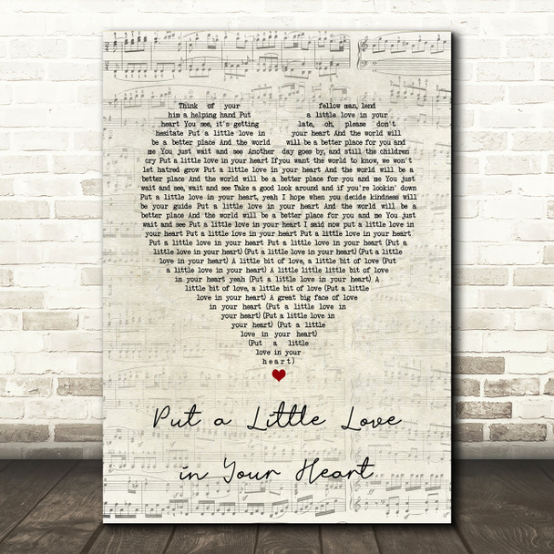 Annie Lennox & Al Green Put a Little Love in Your Heart Script Heart Song Lyric Art Print