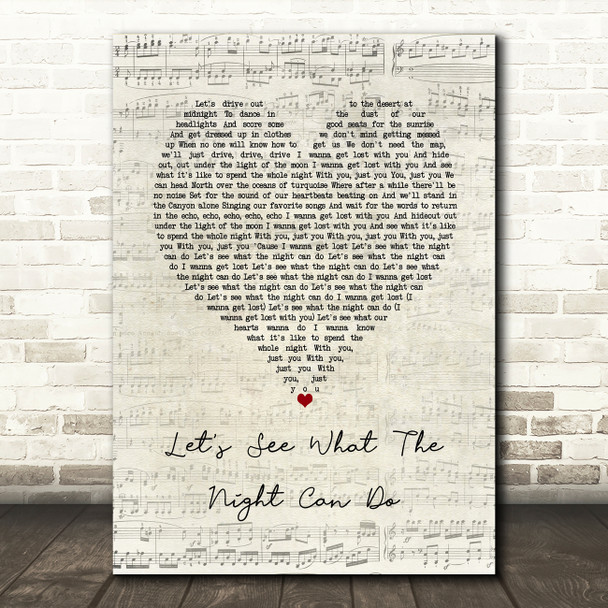 Jason Mraz Let's See What The Night Can Do Script Heart Song Lyric Art Print