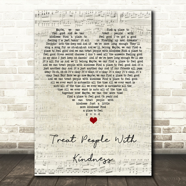 Harry Styles Treat People With Kindness Script Heart Song Lyric Art Print