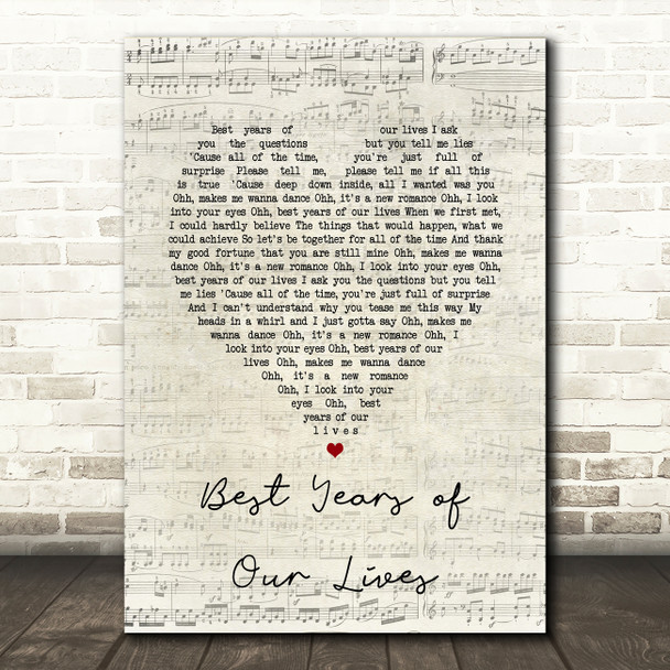 Modern Romance Best Years of Our Lives Script Heart Song Lyric Art Print