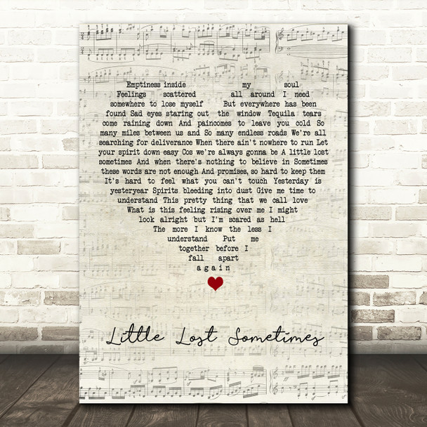 Almighty Little Lost Sometimes Script Heart Song Lyric Art Print