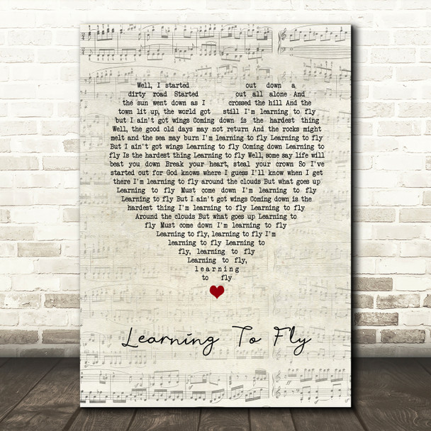 Tom Petty And The Heartbreakers Learning To Fly Script Heart Song Lyric Art Print