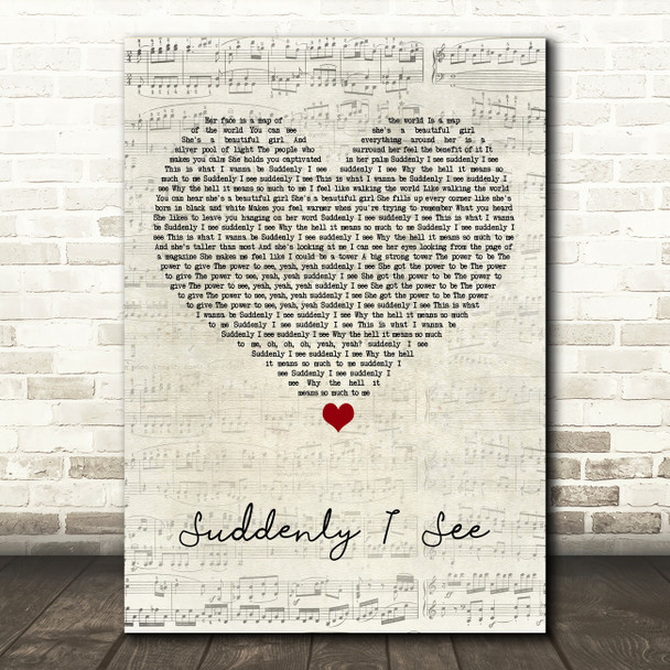 KT Tunstall Suddenly I See Script Heart Song Lyric Art Print