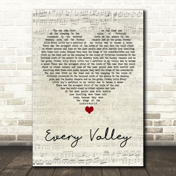 Public Service Broadcasting Every Valley Script Heart Song Lyric Art Print