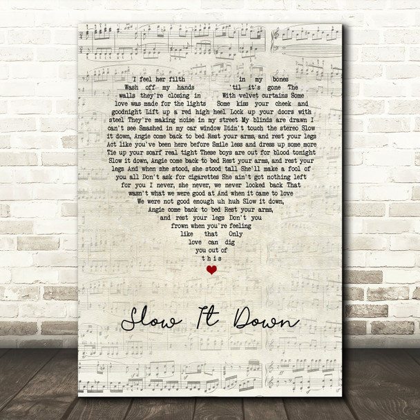 The Lumineers Slow It Down Script Heart Song Lyric Art Print