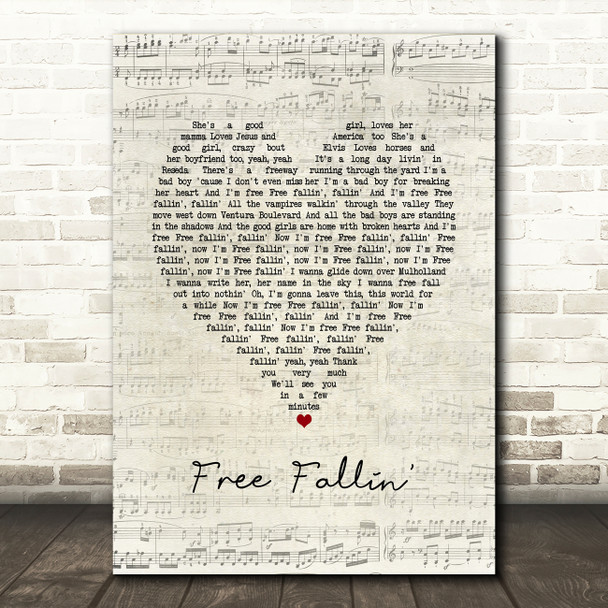 John Mayer Free Fallin' Script Heart Song Lyric Art Print
