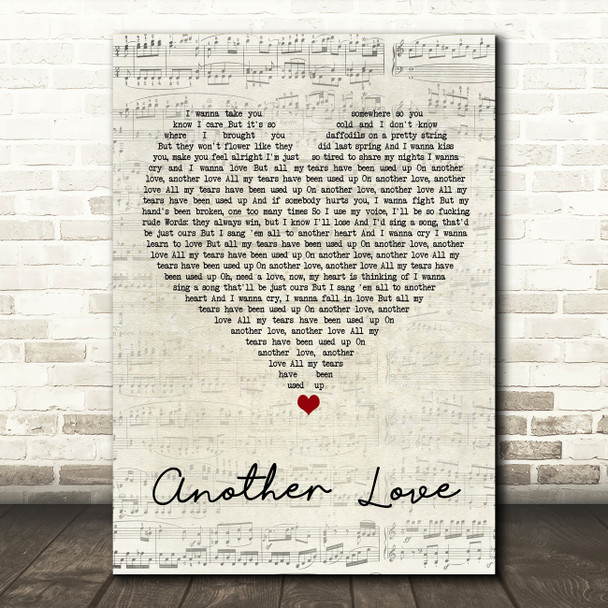 Tom Odell Another Love Script Heart Song Lyric Art Print