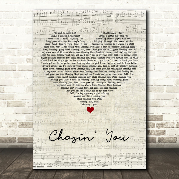 Morgan Wallen Chasin' You Script Heart Song Lyric Art Print