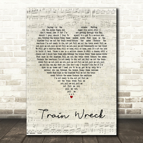James Arthur Train Wreck Script Heart Song Lyric Art Print