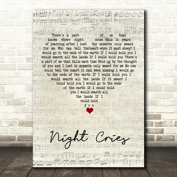 Arctic Lake Night Cries Script Heart Song Lyric Art Print