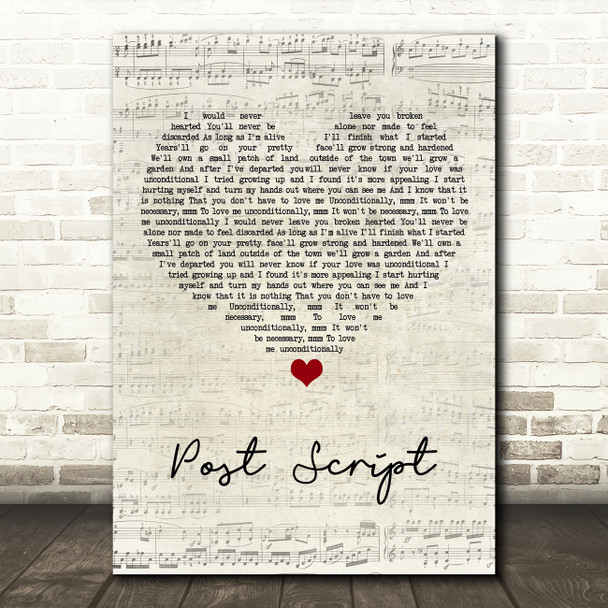 Typhoon Post Script Script Heart Song Lyric Art Print