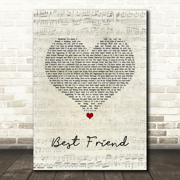 Brandy Best Friend Script Heart Song Lyric Art Print