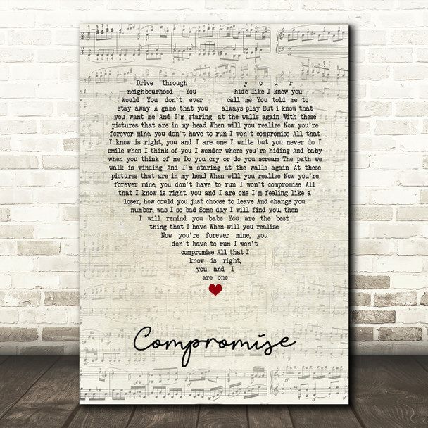 Smile Empty Soul Compromise Script Heart Song Lyric Art Print