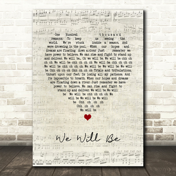 Wilkinson We Will Be Script Heart Song Lyric Art Print